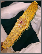 Gold Polish White Pendant Waist Belt - WB006